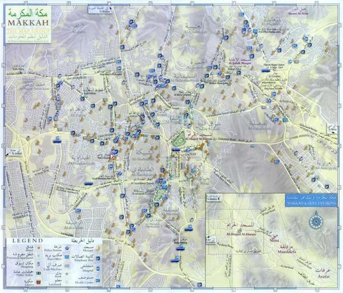 सड़क के नक्शे के मक्का शहर